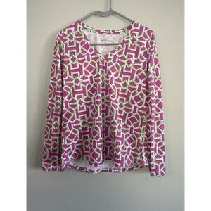 IBKUL Shirt Women's Geometric ICIKULS‎ Mesh Trim Golf Nylon Top Sz M